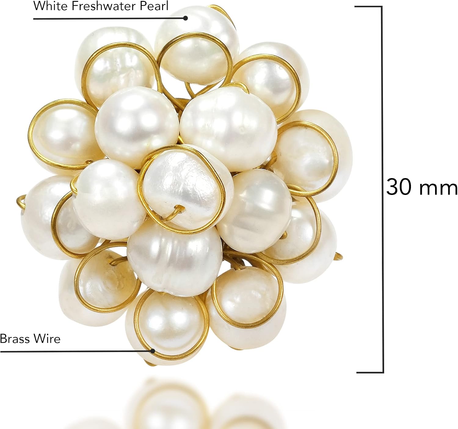 AeraVida Unique Round Front Cluster Cultured Freshwater Pearl Free Size Ring | Flower Shaped Vintage | Elegant Wedding Rings For Women | Large Ring Stone