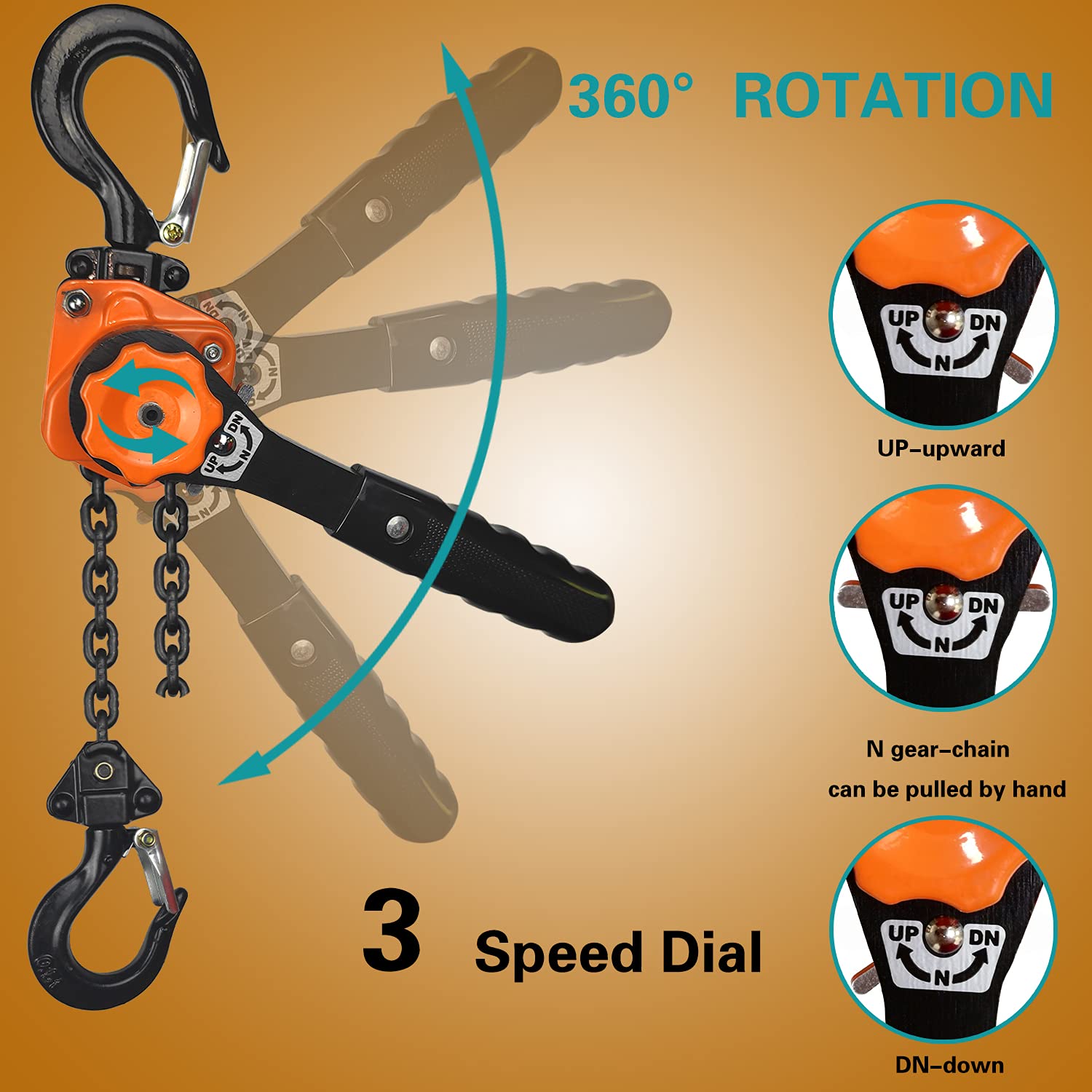 TOYO-INTL Mini Lever Chain Hoist 0.5Ton 1100lbs Lever Hoist 10Ft Ratchet Chain Puller Hoist 2 Heavy Duty Hooks Industrial Grade Steel Construction (1100lb 10ft): Industrial & Scientific