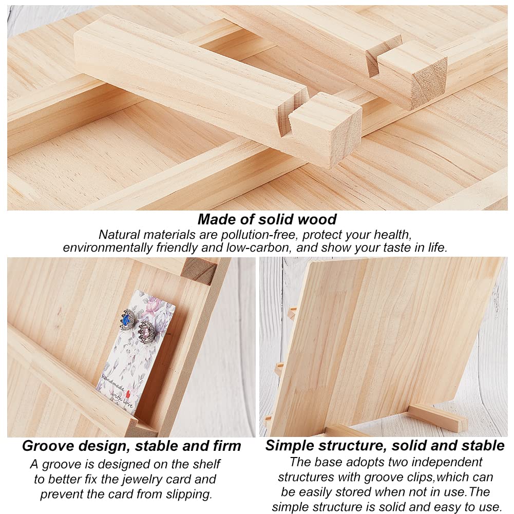 Espositore In Legno Naturale Per Biglietti Da Visita E Gioielli, 27x17x1,8 Cm, 6 Slot, Smontabile, Salvaspazio