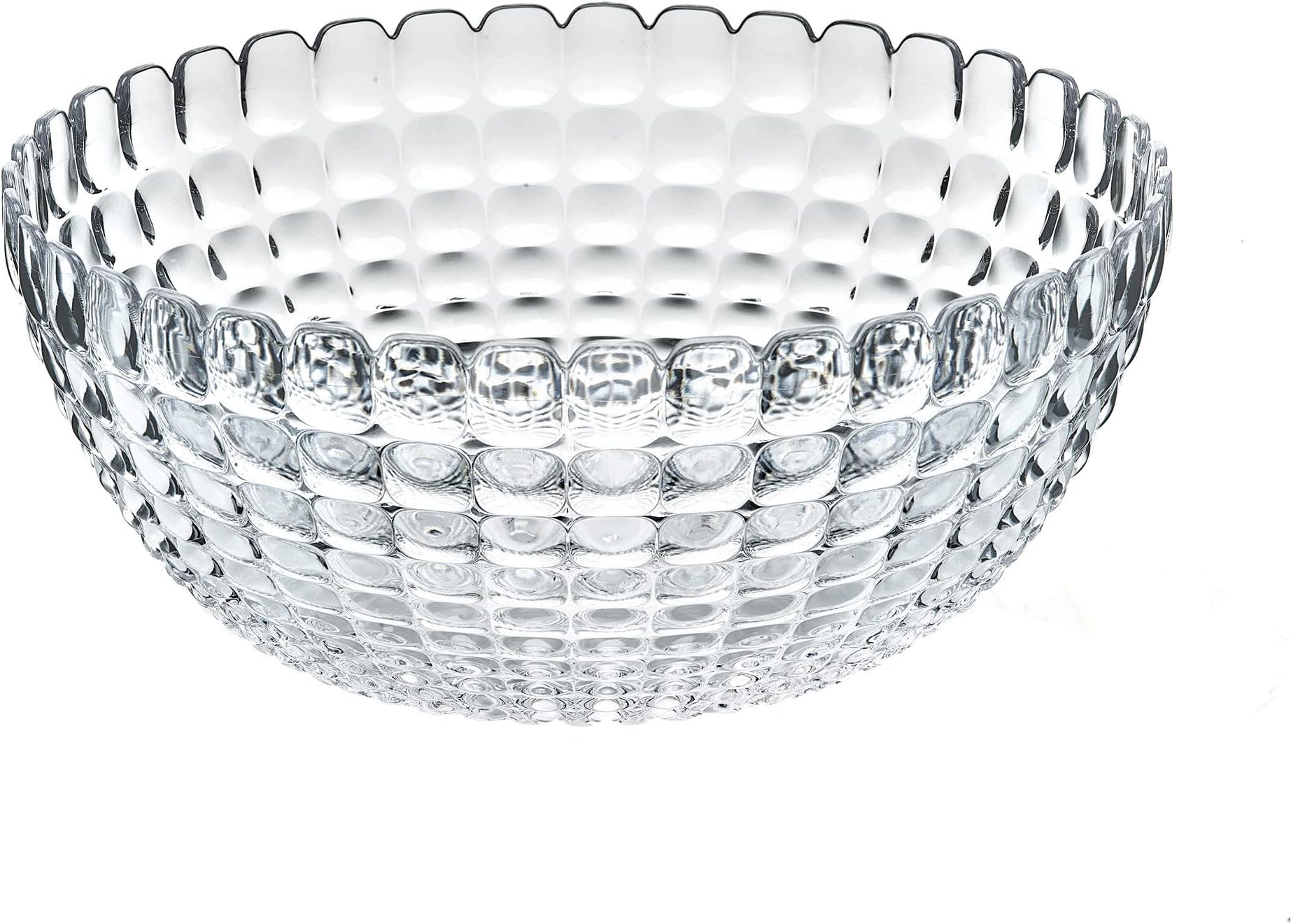Tiffany 11.8" Extra Large Bowl - Clear - Beaded Modern Design, Chip Resistant & Unbreakable, Reusable, BPA-Free, Ingredients, Nuts, Fruits - Mixing Bowl for Storage, Home & Kitchen