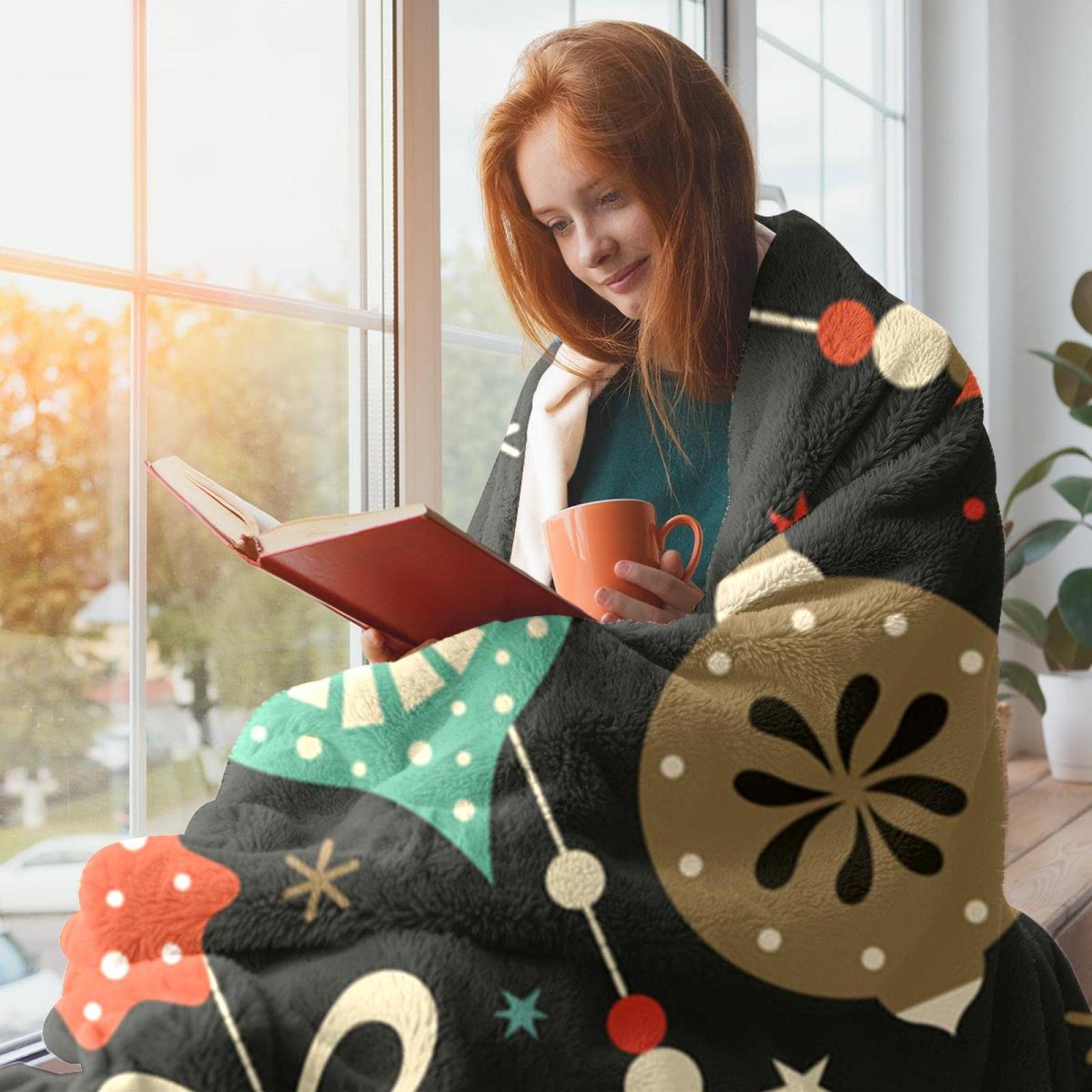 Coperta decorativa in pile con sfondo natalizio per divano, divano o letto