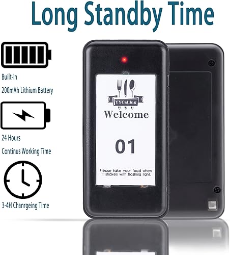 Miniatura 5 de Sistema de localización de restaurantes, zumbador de distanciamiento social 20 buscapersonas, llamadas inalámbricas con vibración, intermitente y
