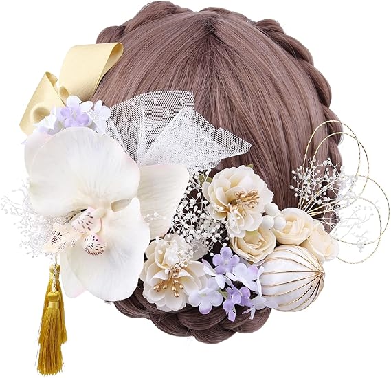 Amazon Co Jp Splaks 和風髪飾り 19点セット 金箔 成人式 ドライフラワー 髪飾り 卒業式 結婚式 袴 和装 造花飾り 水引 和玉 七五三 花嫁 お宮祭り 花火大会 浴衣に かすみ草 造花 手作り 専用ケース付き ファッション