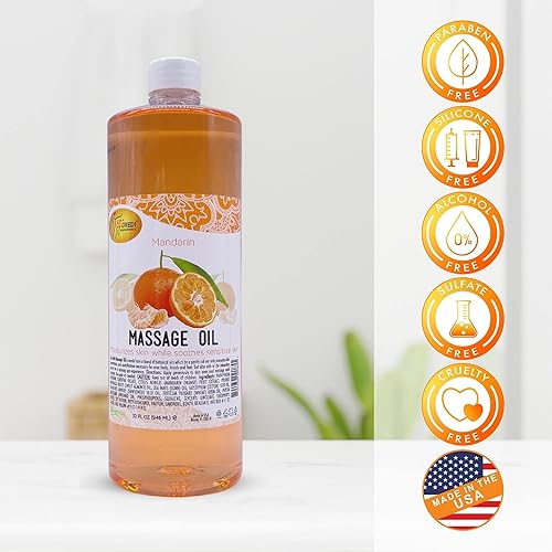 Miniatura 8 de SPA REDI - Aceite de masaje, mandarina, 32 onzas - Terapia de masaje profesional de cuerpo completo, manicura, pedicura - Relaja los músculos