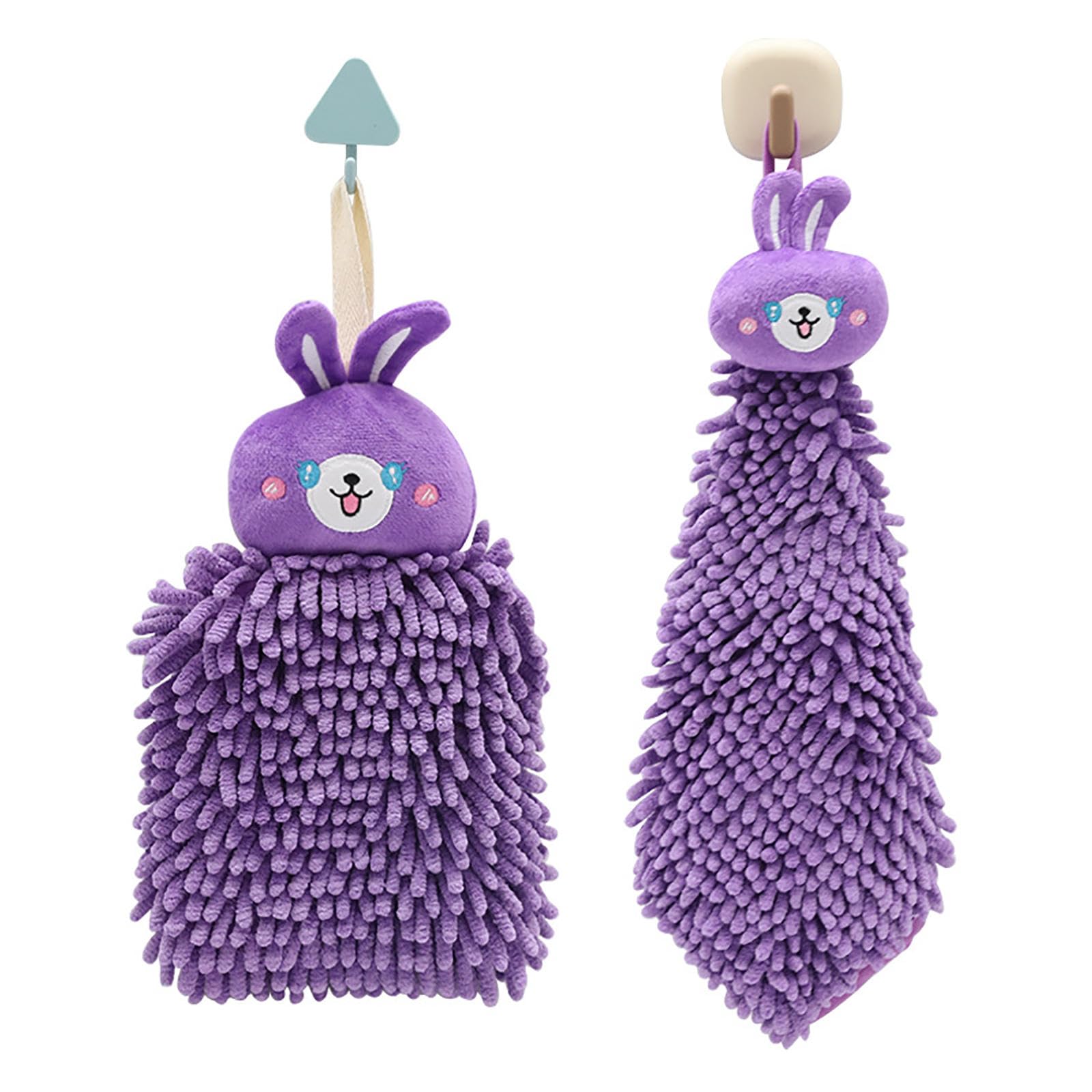 Cartoon Rabbit Fuzzy Ball Hand Towel, Super Fluffy Chenille Ball Towels, Soft Fast Drying Decorative Hand Bath Towels, Hanging Hand Towels for