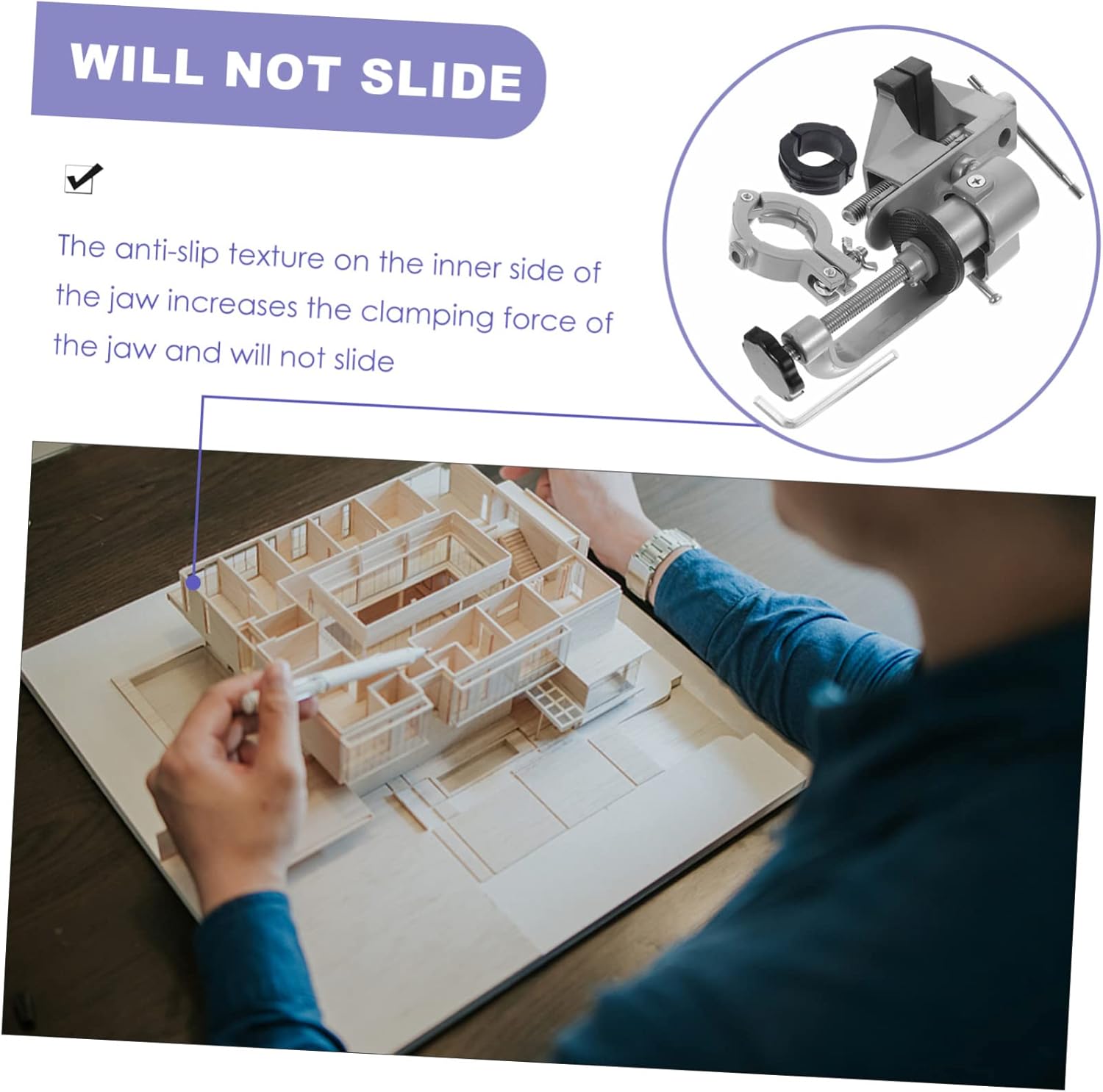 1set Rotating Workbench Table Vise Clamp Versatile Vise Tool for Woodworking Drilling Hobby Projects for Garage Workshop Repairs