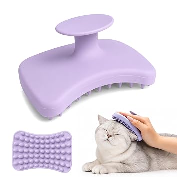 Dog Bath Brush for Grooming & Massage, Silicone Pet Shampoo Brush for Dogs and Cats, Soft Bath Scrubber for Short and Long Hair Pets, Helps Remove Loose Fur, Dirt and Tangles