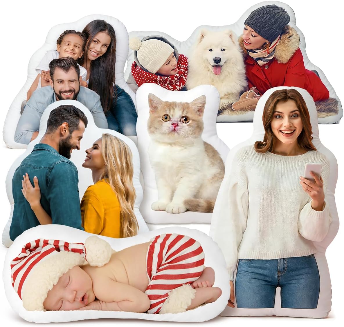 Custom Shaped Photo Throw Pillow,Personalized Funny Dog Cat Face Pillow for Valentines Gifts for Boyfriend Girlfriend