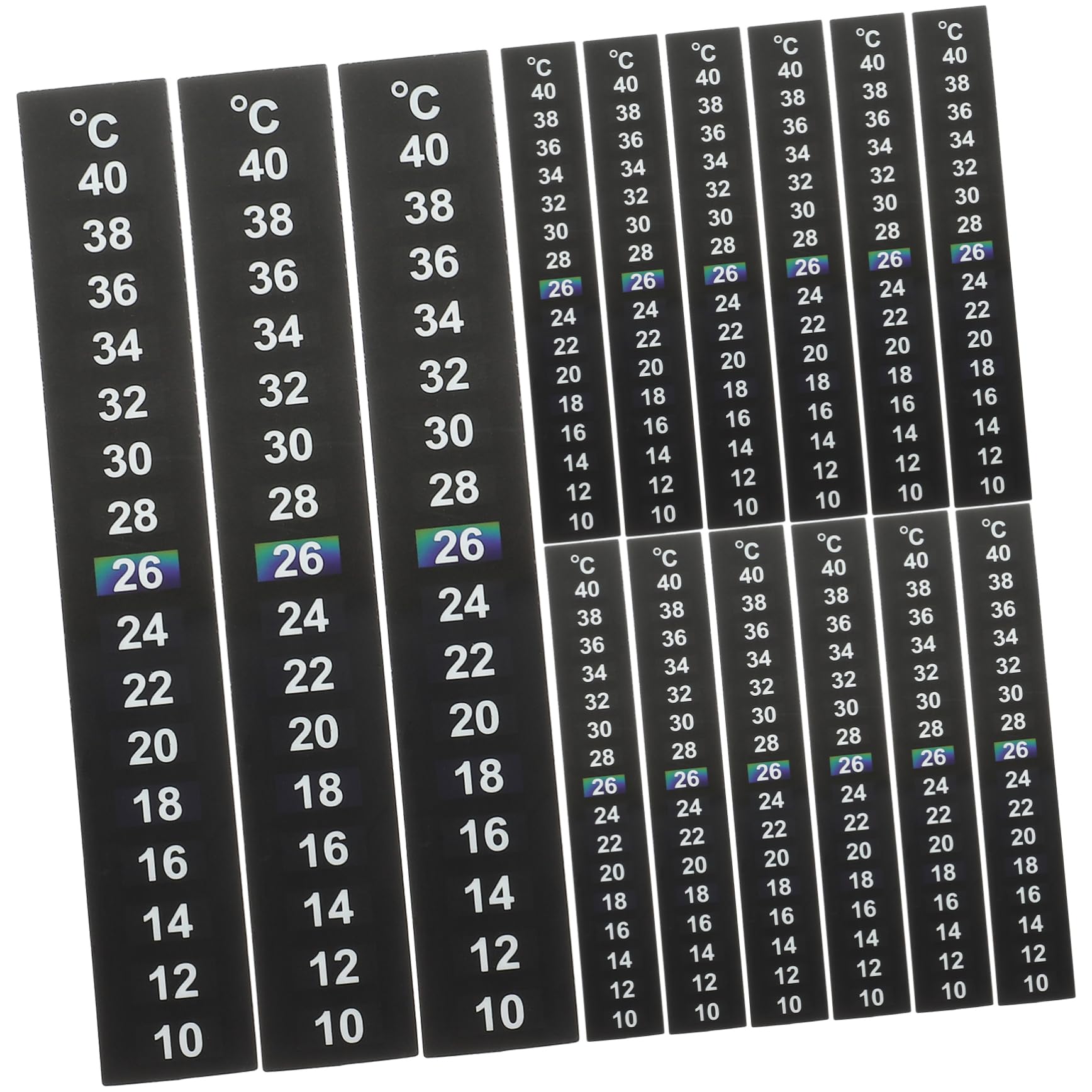 FOMIYES Lot De 10 Bandes De Mesure De Température Pour Aquarium Thermomètre Numérique Autocollant 18-34 °c Facile À Lire 15 Pièces X 10