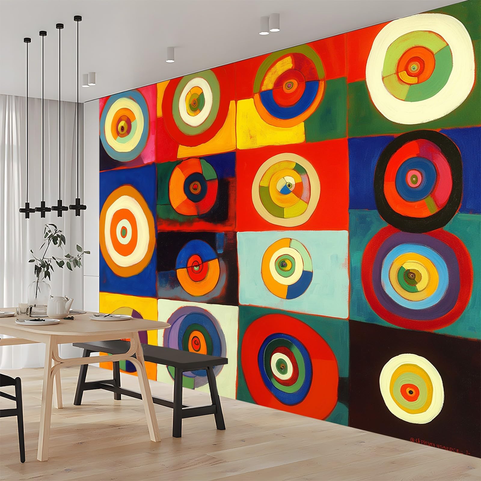 Fototapeta abstrakcyjna moda koła konfigurowalny plakat tapeta ścienna 350 x 256 cm nowoczesna dekoracja ścienna salon sypialnia pokój dziecięcy kolorowy