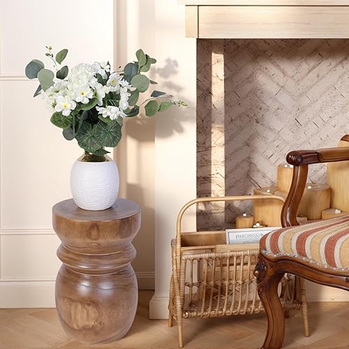 Miniatura 6 de Uziass Mesa auxiliar de tocón de árbol de 15 pulgadas, mesa auxiliar de madera natural, taburete rústico para sala de estar, patio, dormitorio,