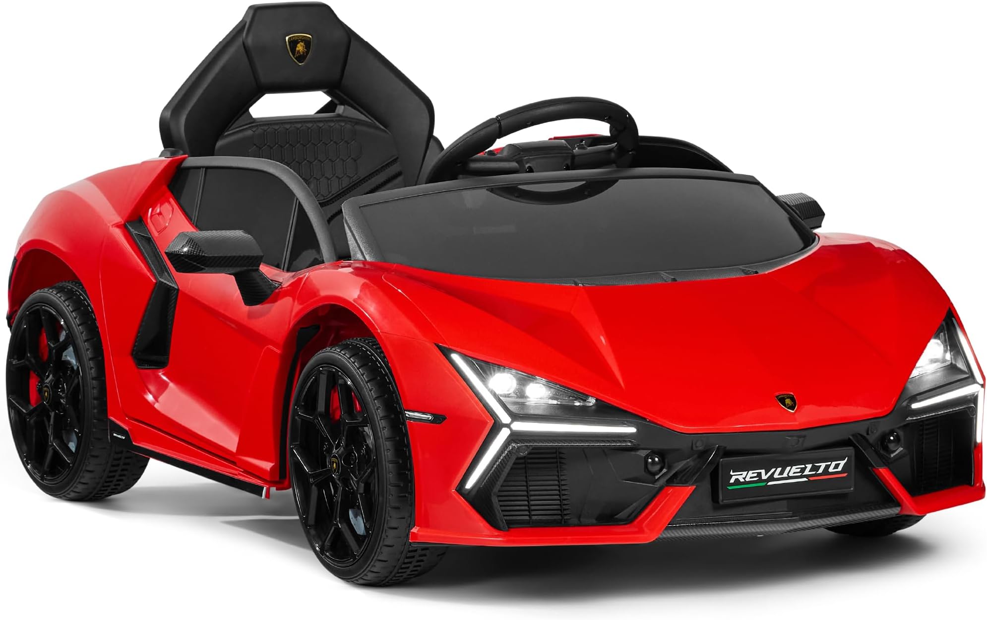 Licensed Lamborghini Revuelto Kids 12V Electric Ride On Car Toy w/ 66lb Weight Capacity, Parent Control, Bluetooth - Red