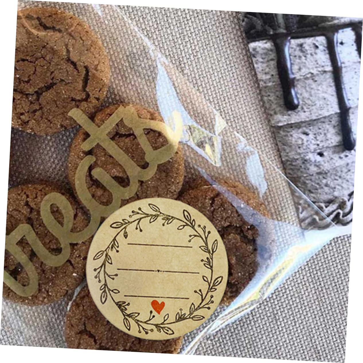 jojofuny 4 Ensembles Autocollants D'étiquettes Auto-adhésives Mignon Stickers Remercier Autocollants Multi-usages Autocollant Étiqueter Papier Kraft 2 Rouleaux*4