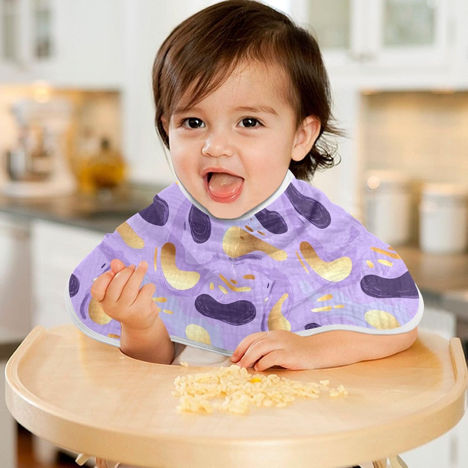 vvfelixl Purple Gold Abstract Burp Cloths for Baby Boy Girls Baby Washcloths Burp Rags 1 Pack