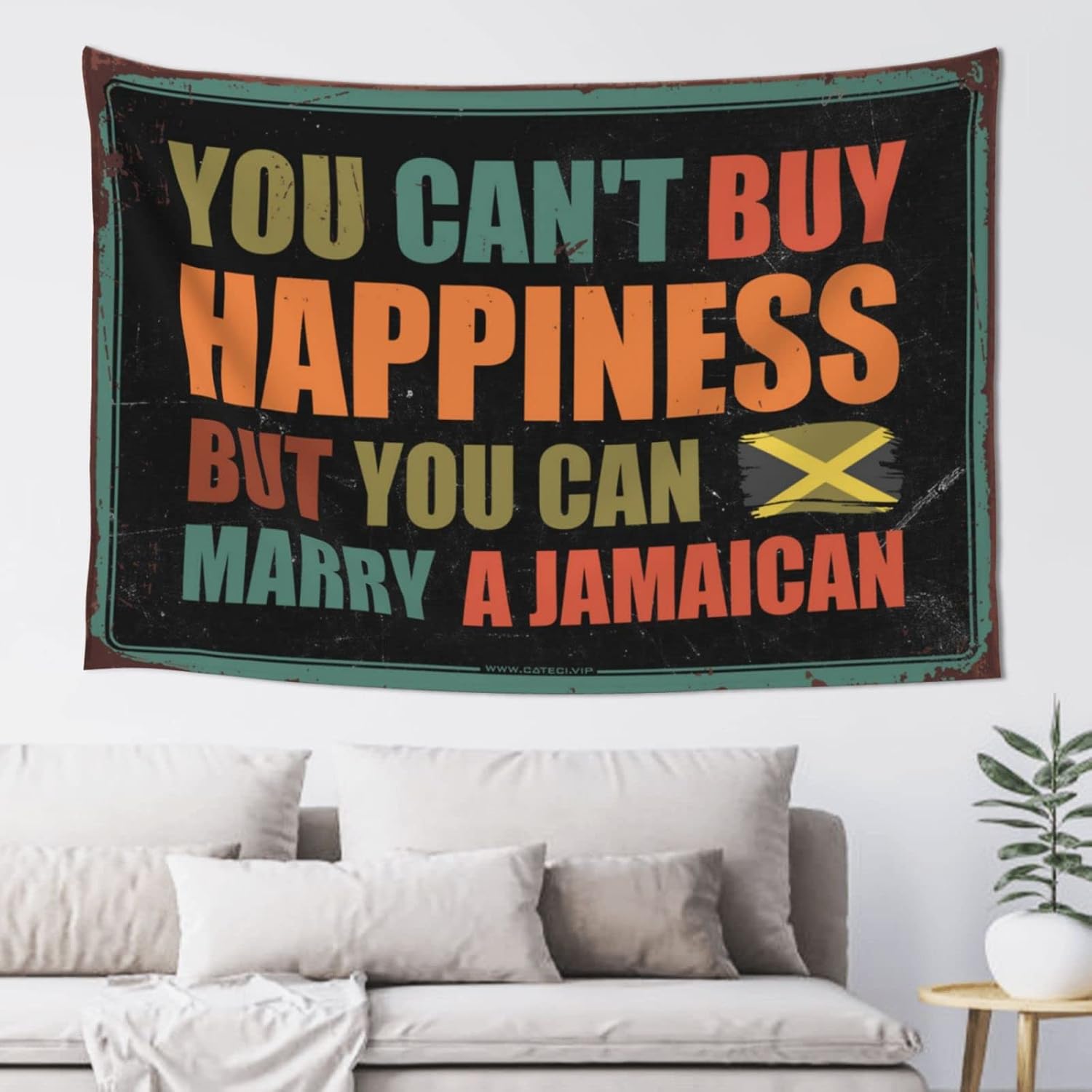 Sports Bar Decor You Can'T Buy Happiness But You Can Marry A Jamaican Tapestry Bar Decor For Home Bar Decor For Home(75X92CM)