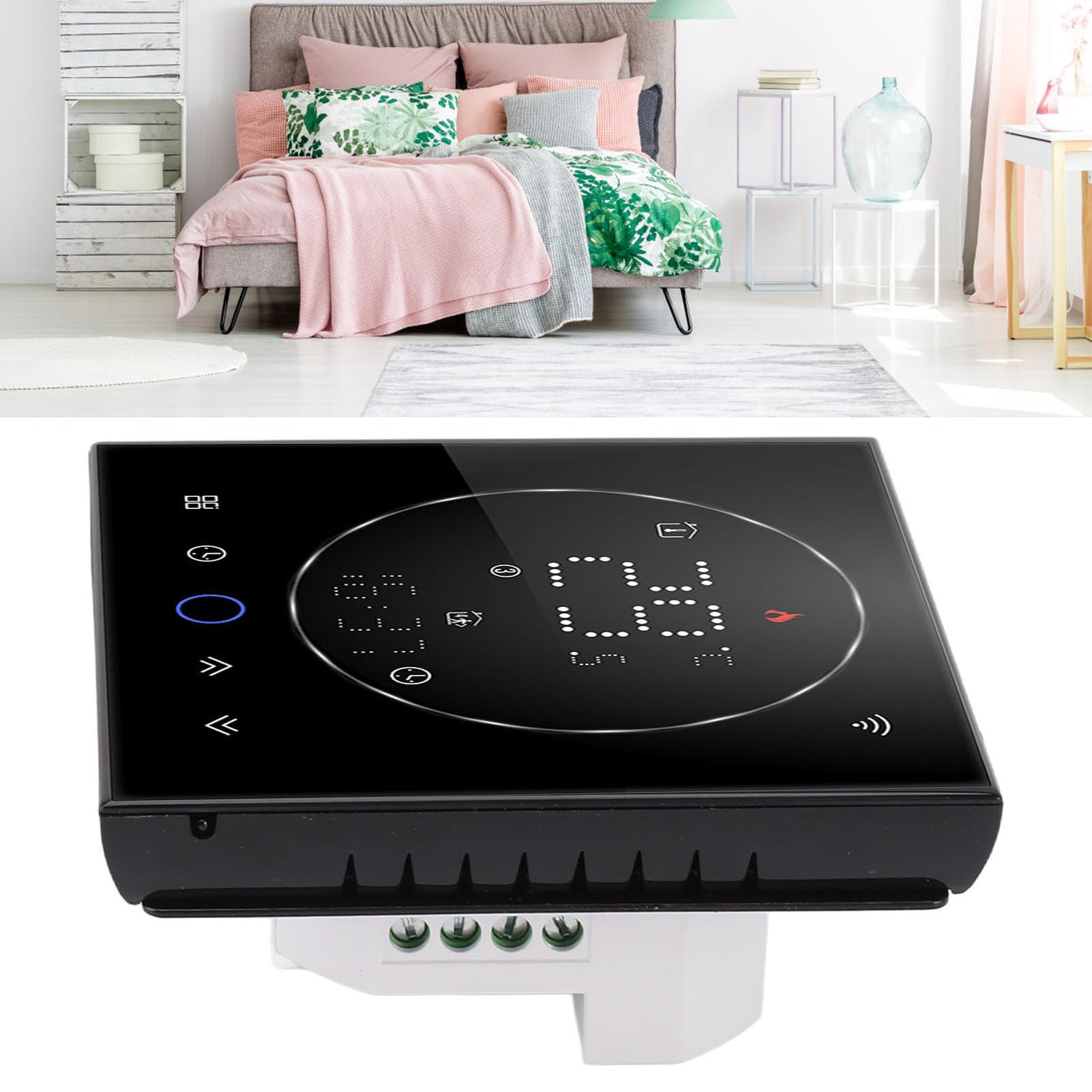 Hyuduo Termostato Inteligente Termostato Programable WiFi 95 a 240 V Pantalla LED a Color Control por Voz Alta Precisión para Control de Válvula de Agua Calentamiento de Agua Uso Doméstico (Black)