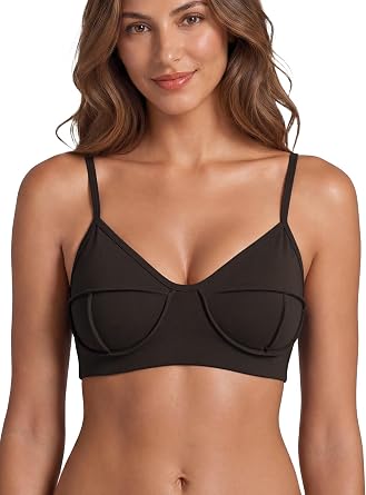 Sunzel External 3D Contour Sports Bra Adjustable Straps V Neck