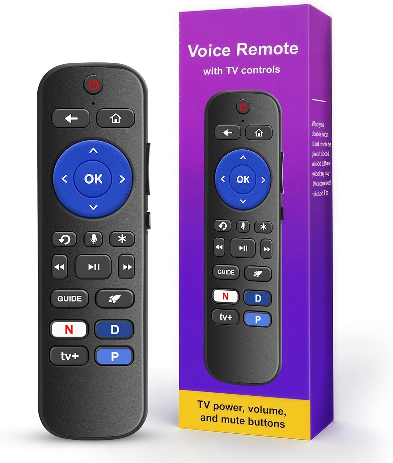 Replacement for Roku Voice Remote : Quick Setup, 4 Shortcuts, Wisteria-Dusk