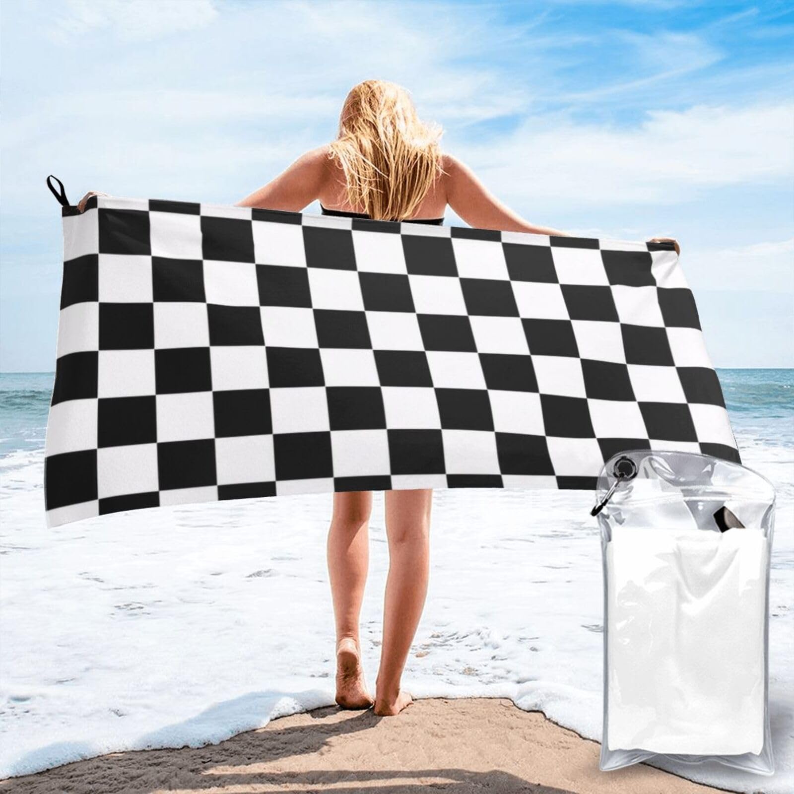 OKMIJNUHBY Quick Dry Towel, Quick Dry Towels For Adults Microfibre Printed With Carry Bag & Carabiner Lightweight Absorbent Towel For Gym Travel Beach Camping Hiking