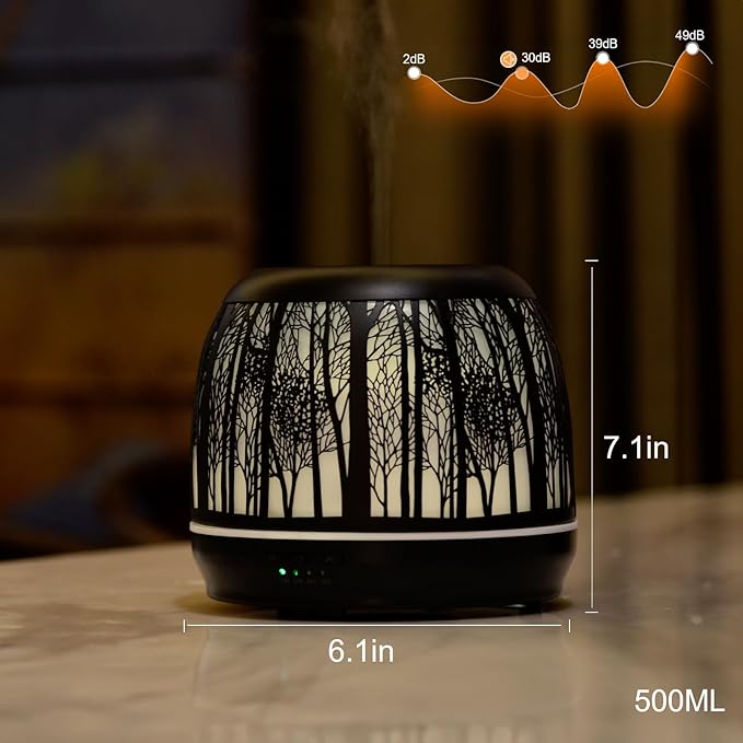 Difusor de Aromas Eléctrico Kakoda 500ML, Metal, Negro, con Luz LED miniatura 2