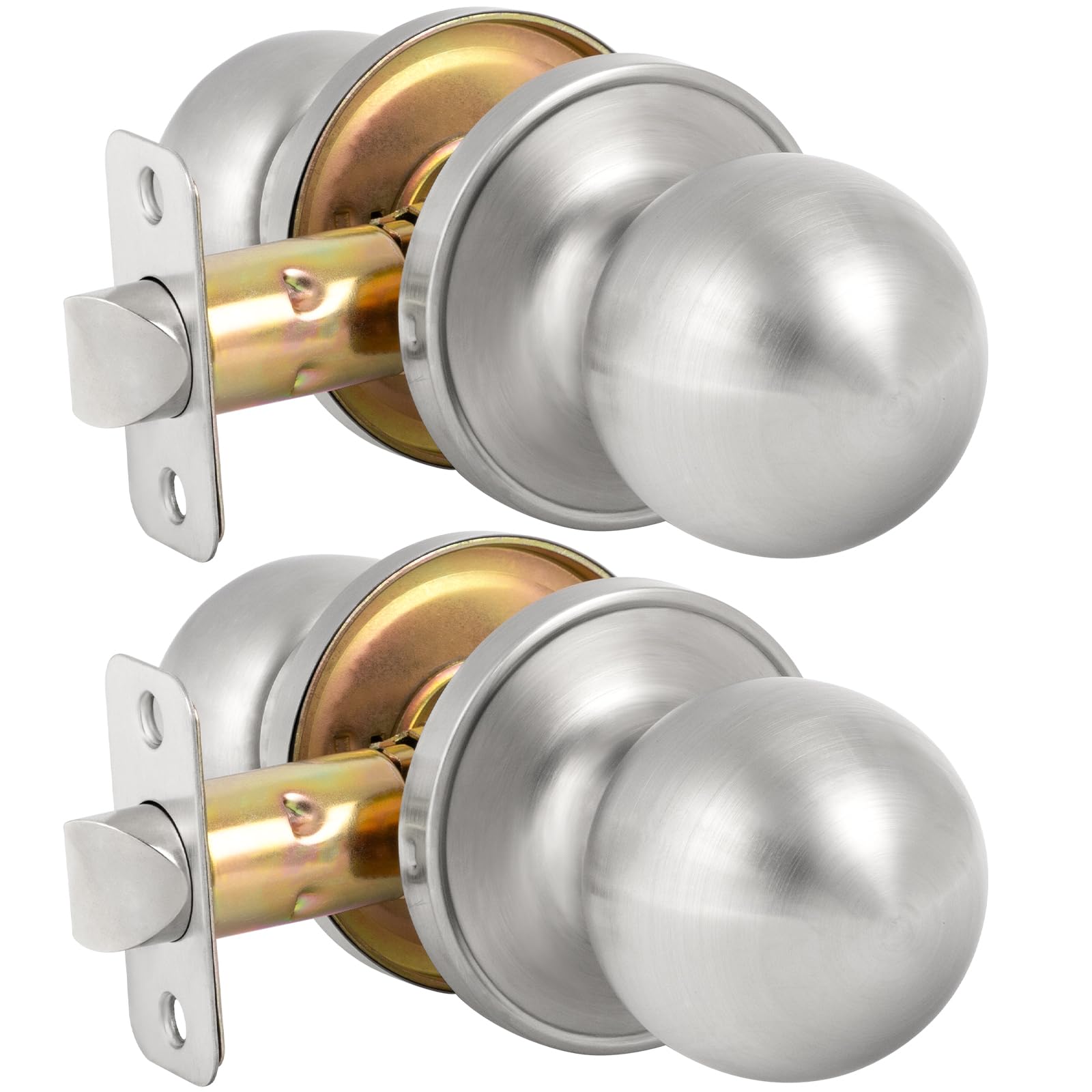 Privacy Door Knobs with Lock - 2 Pack Satin Nickel -18 Privacy Door Knobs with Lock - 2 Pack Satin Nickel -18