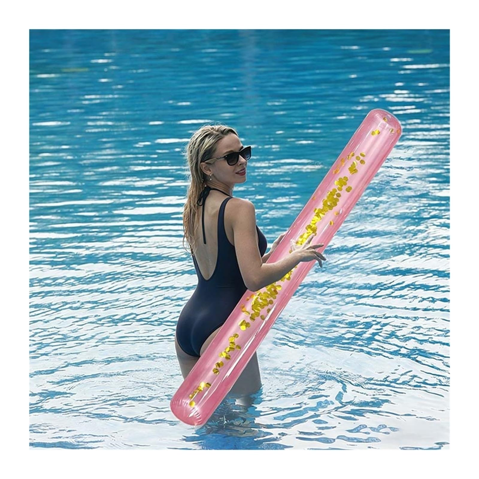 hinchables para Piscina Palos flotadores inflables for Piscina, Lentejuelas Transparentes con Purpurina, 1 Unidad