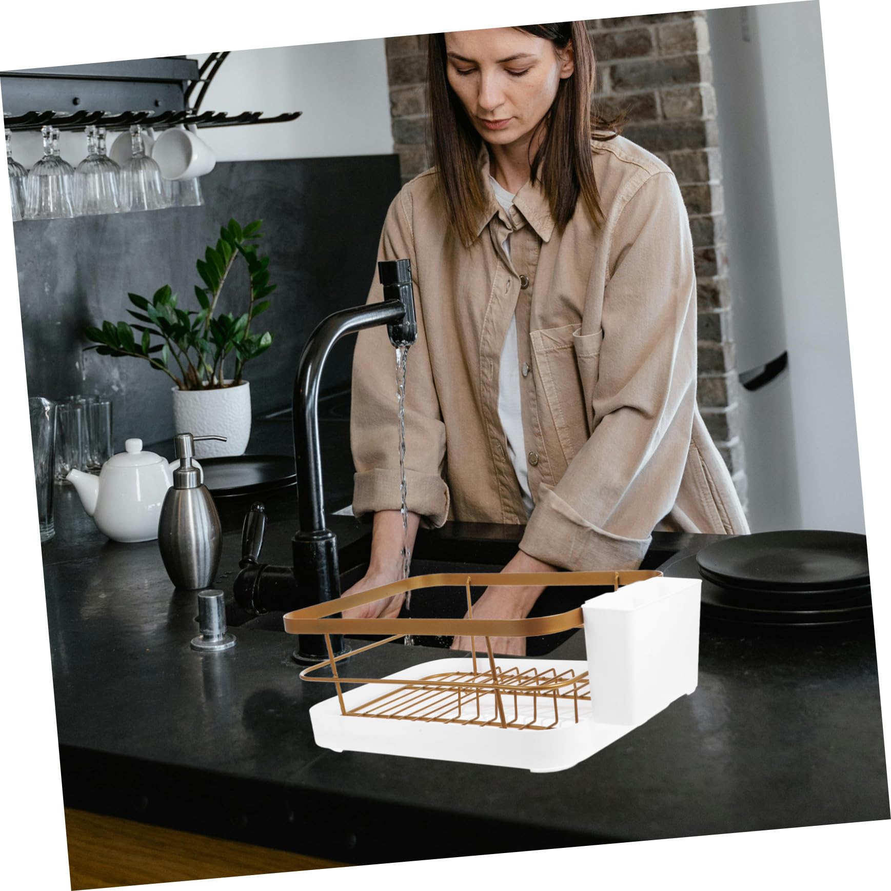 Escurreplatos De Encimera Metálico Dorado 45x30 Cm Acero Inoxidable Soporte Para Platos y Cuencos Multifuncional Cocina Hogar Capacidad Para 9 Platos y 12 Cuencos