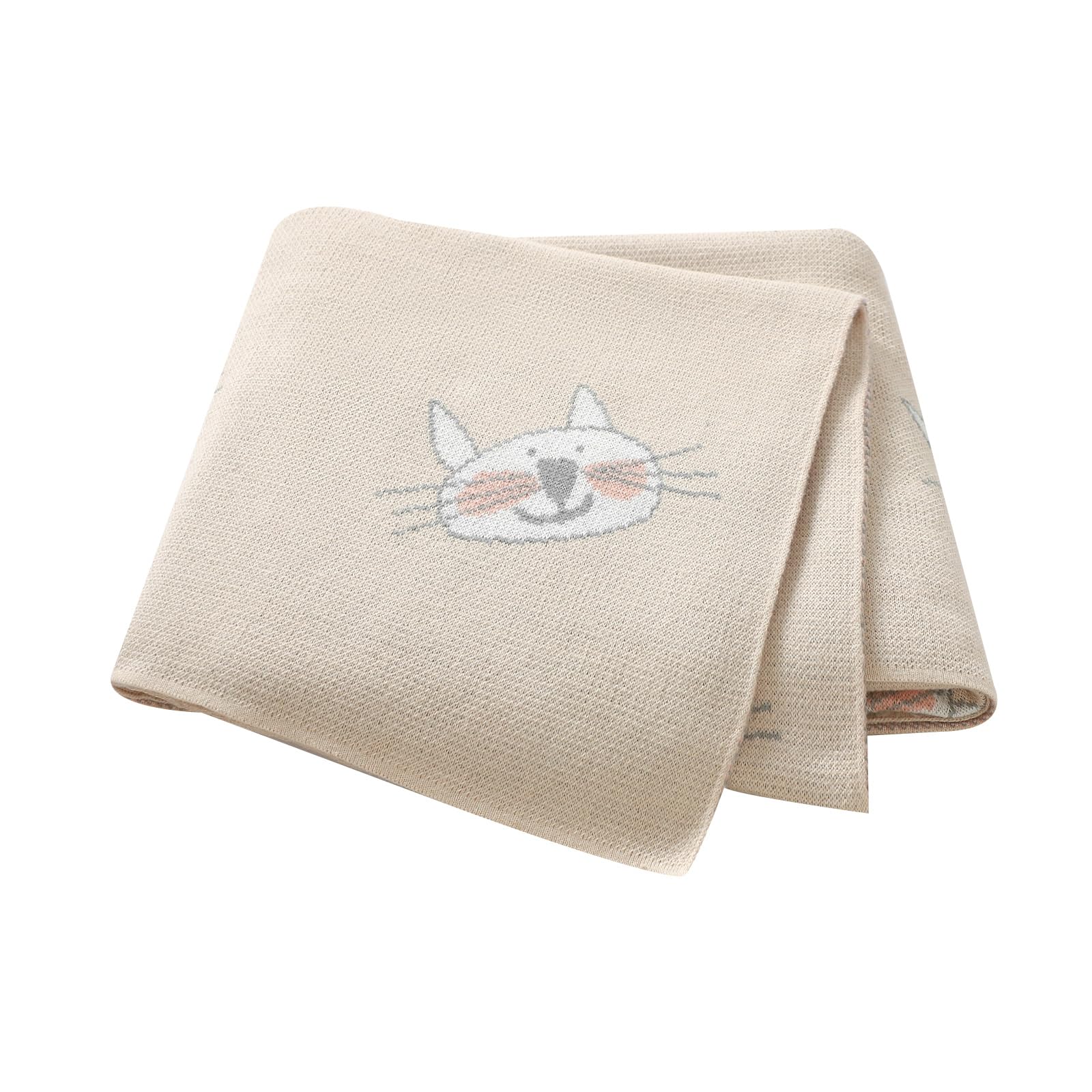 Hadetoto Baby Blanket for Newborn Soft Cozy Knitted Cotton Blankets Baby Essentials Gifts for Newborn Girl Boy 100 x 80cm