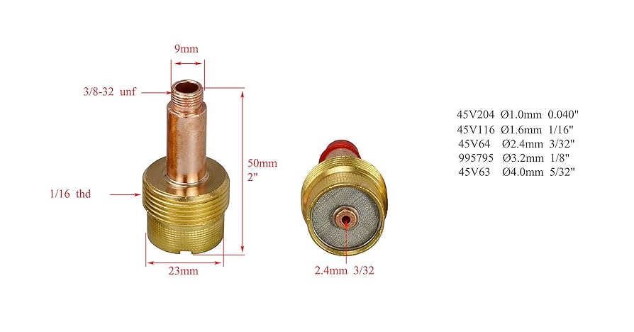 nudle様　用 RIVERWELD TIG Gas Lens Collet Bodies 45V64 10N24 3/32