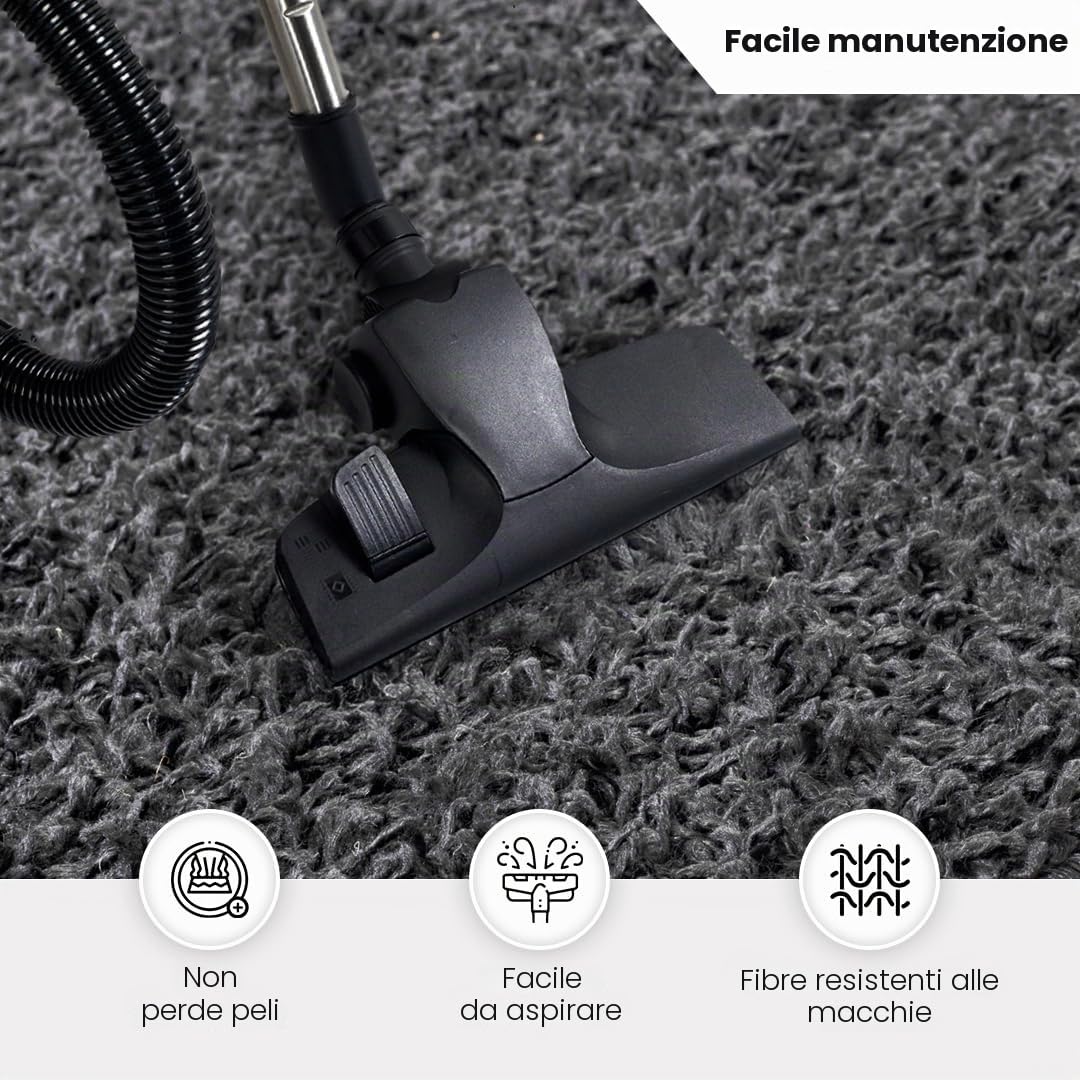 Livabliss Tappeto Shaggy Home Ampio Tappeto Salotto Moderno, Sala da Pranzo, Morbido Tappeti Shaggy per Camera da Letto, Motivo Astratto Berbero Peloso, leggera da Pulire, 160x220 cm Grigio Scuro