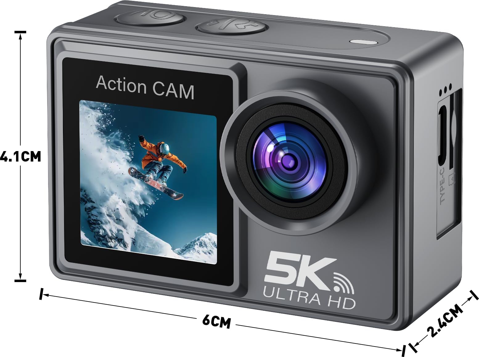 Action Cam 5K/4K 60FPS, 50MP Unterwasserkamera 30M wasserdichte Action Kamera mit 64GB SD Karte, EIS, Dual Screen, WiFi, 170° Ultra-Weitwinkel, Helmkamera für Motorrad, Schnorcheln, Fahrrad