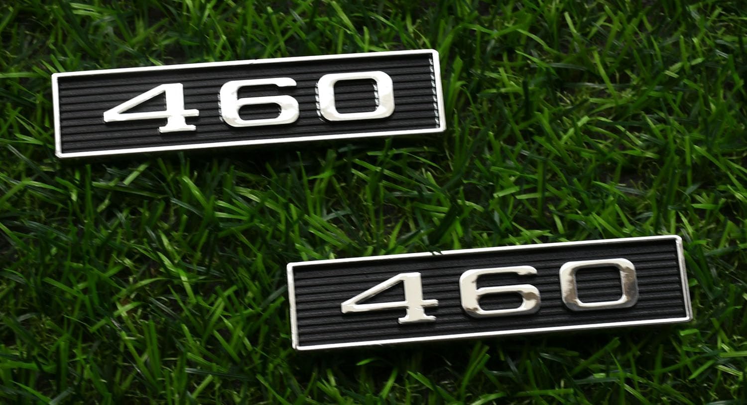 2Pcs 460 Engine Hood Scoop Emblems Badges 3D Decals Stickers Cars Trucks (Chrome Black) - Image 5