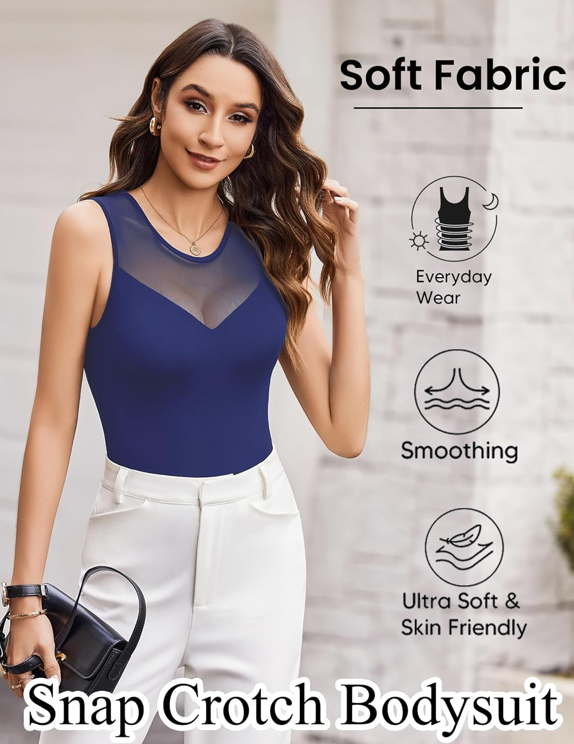 Avidlove Bodysuits for Women Summer Tops Mesh Crew Neck Leotards Shirts Sleeveless Going Out Bodysuit Tops - Image 4