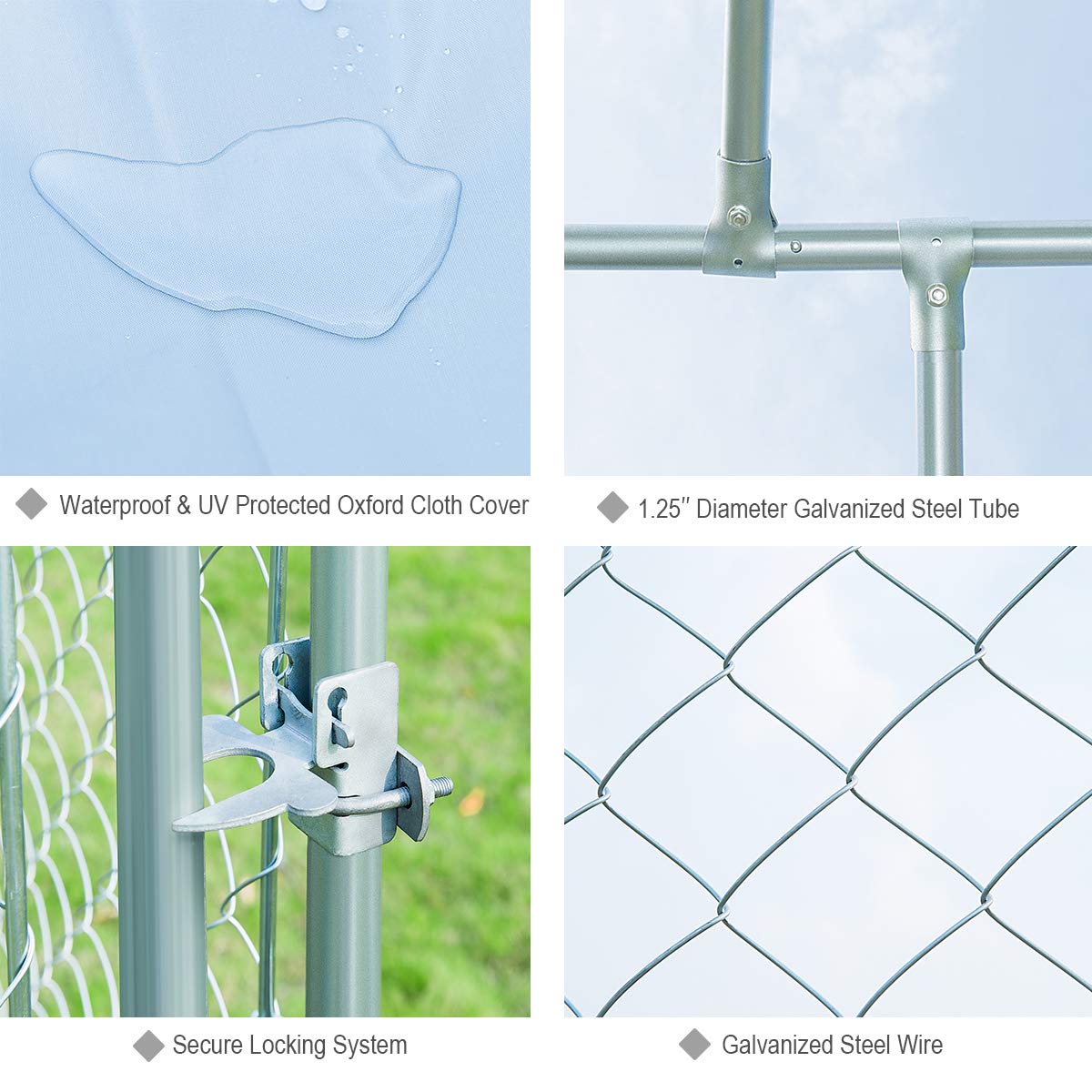 Giantex 15’ x 15’ Large Outdoor Dog Kennel, Pet Dog Run House with