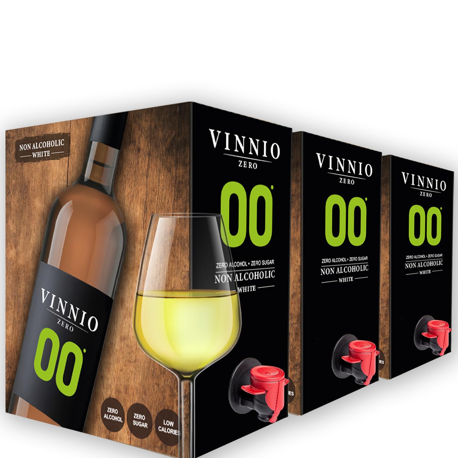 Vino blanco SIN alcohol - Formato Nevera - VINNIO - 0,0 Premium Blanco | 3 Bag in Box de 3 litros- total 9 litros | Equivalente a más de 12 Botellas de 750 | Formato ahorro Formato Nevera