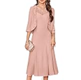 Grandma of The Bridal Dress,Weddings Cocktail Evening Dresse for Women, Lace Sequins Midi Dresses with Jackets