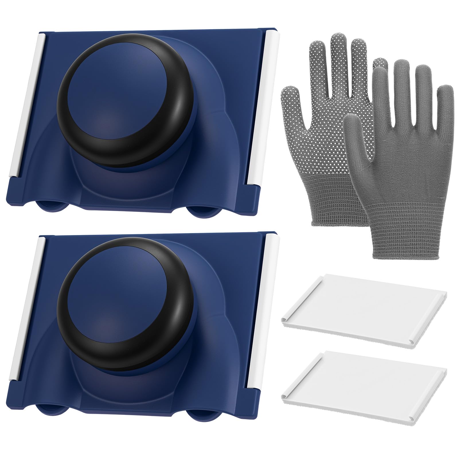 2 Pack Paint Edger & Pad Set,Flat Edger with Nylon Bristles and 2 Replacement Paint Pads–Wall and Ceiling Cutting-In Brush Tool,Blue