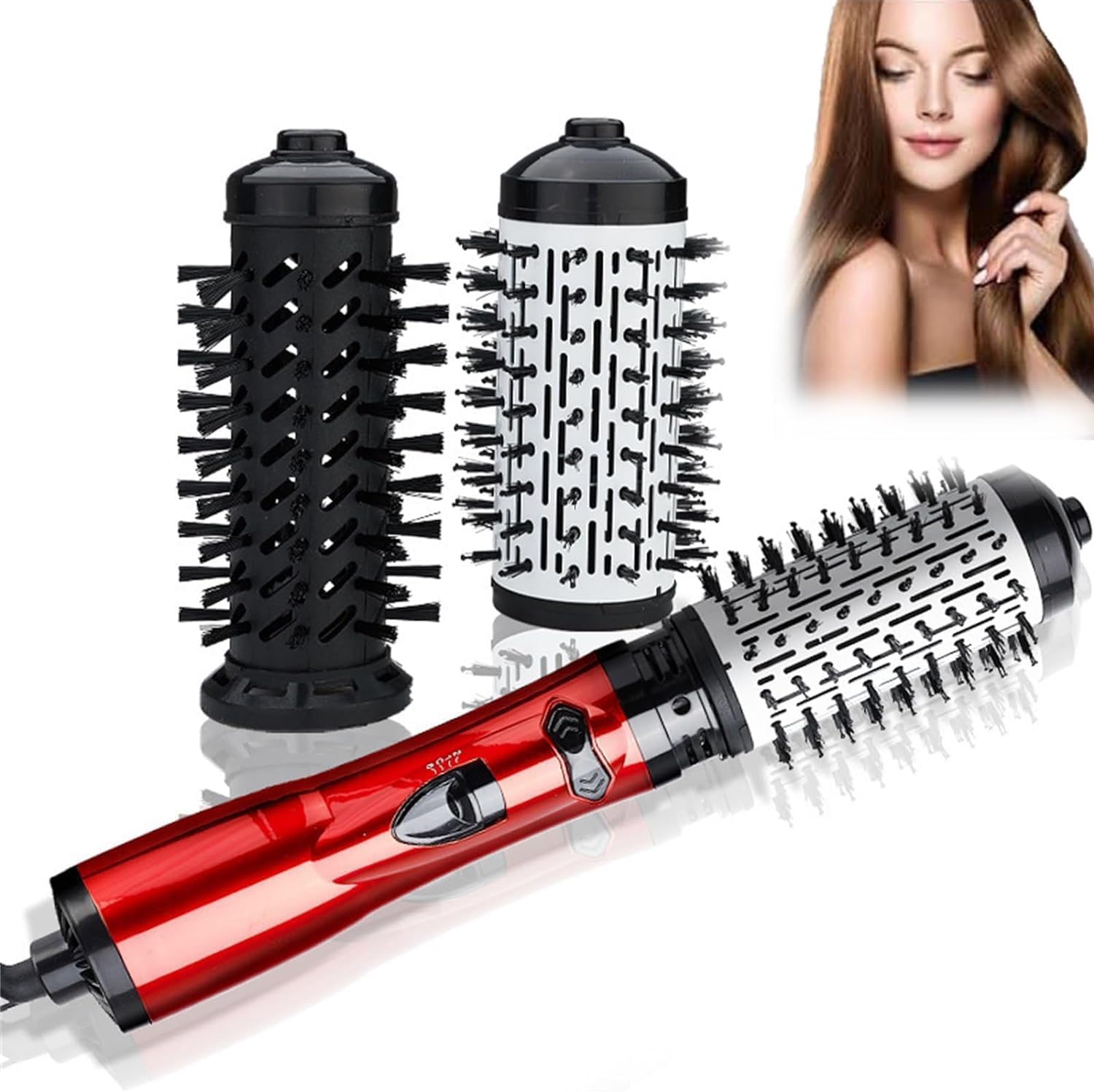 ORBICULUS Hair Styling Tool Rotating Hair Curling Brush with 3 Modes Travel Hair Straightener Comb Hair Straightening Wand Styler Hot Air Brush Hair Dryer Brush Hot Comb for Women Men,Womens Gift