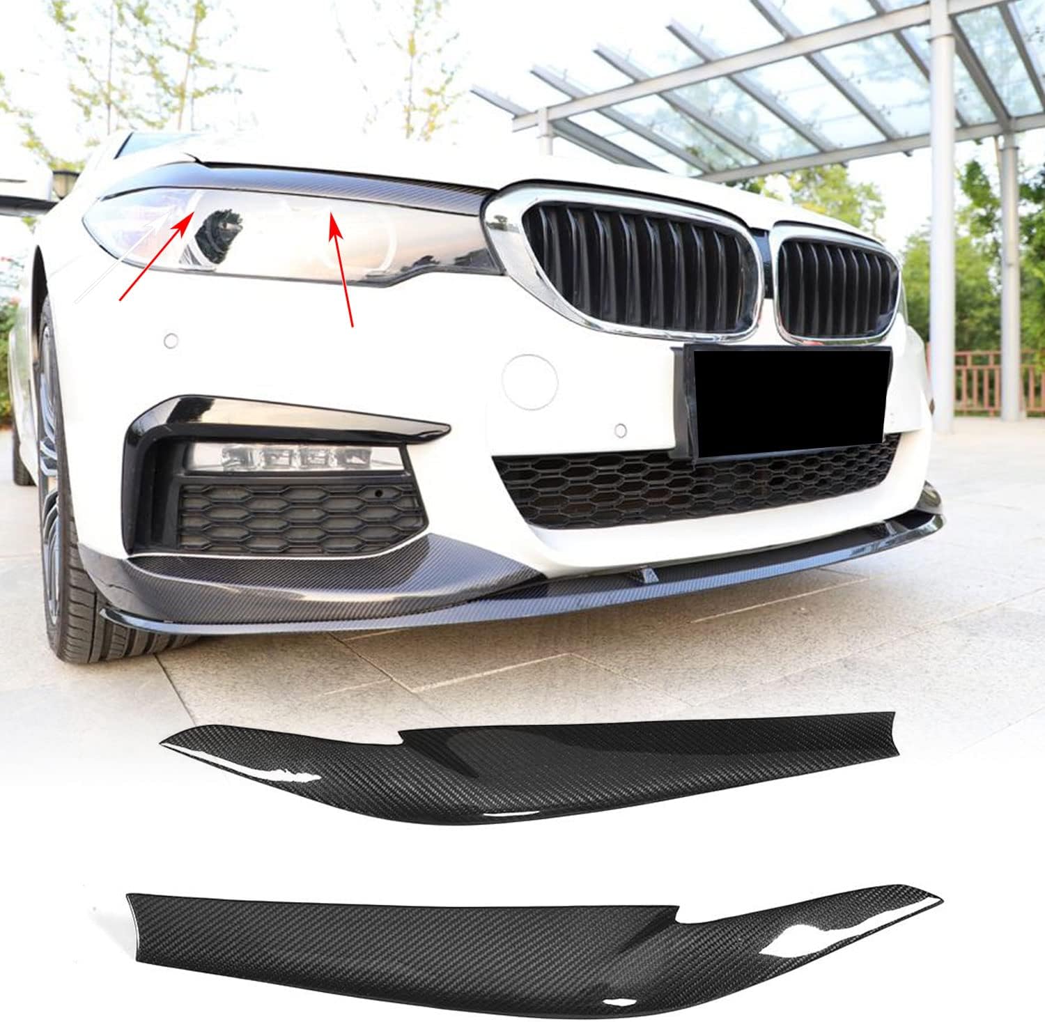 Dry Carbon Fiber Front Headlight Eyebrows for BMW 5 Series G30 G31 G38 2017-2019 520i 530i 540i M550i F90 M5 Sedan 4-Door Head Lamps Eyelid Light Cover Trims Factory Outlet