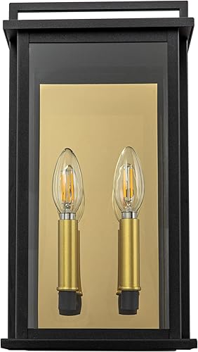 Miniatura 2 de Oupavocs Luces de pared para exteriores con vidrio transparente luces de porche exteriores negras para montaje en pared aplique de pared al aire