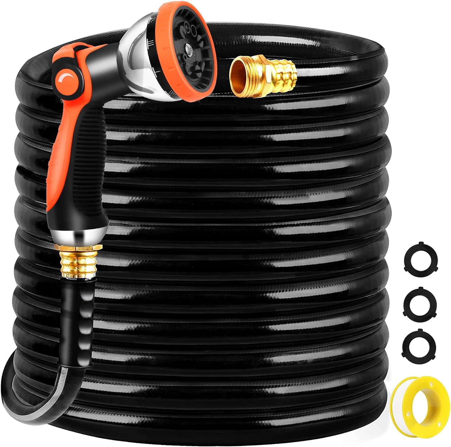 TomCare Garden Hose Garden Hose Water Hose Garden Hoses with 10 Function Hose Sprayer 3/4" Solid Brass Fittings Heavy Duty Hose