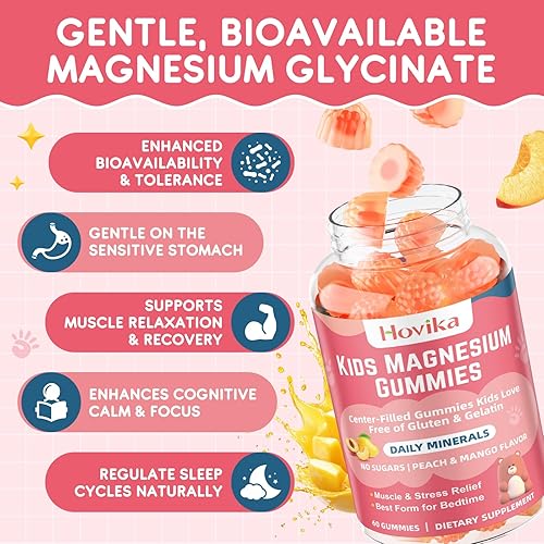 Miniatura 2 de Gomitas de glicinato de magnesio para niños suplemento de magnesio calmante para niños y adultos con citrato de zinc, GABA, manzanilla, vitamina B6