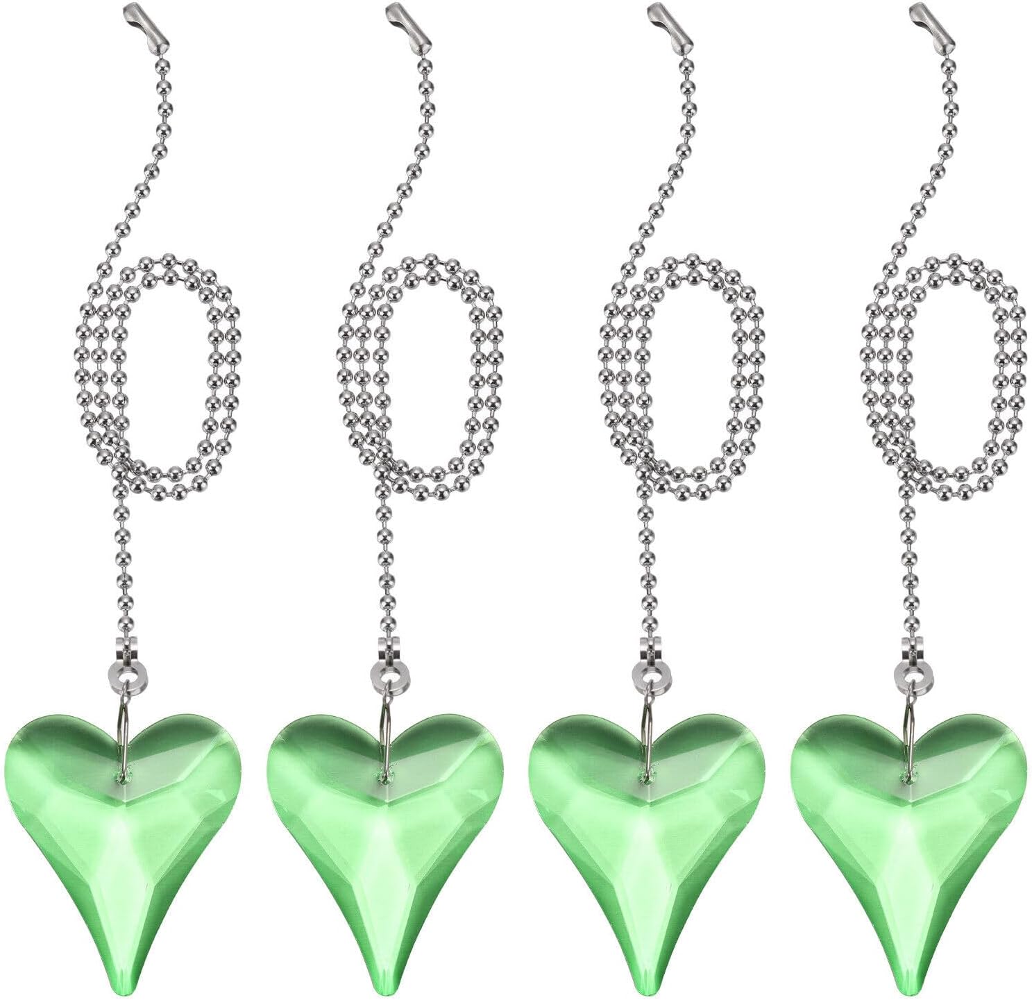 Home and Garden Parts 4 Pcs 13 Inch Crystal Ceiling Fan Pull Chains Green (New Heart Shape) #CN/251024/06487