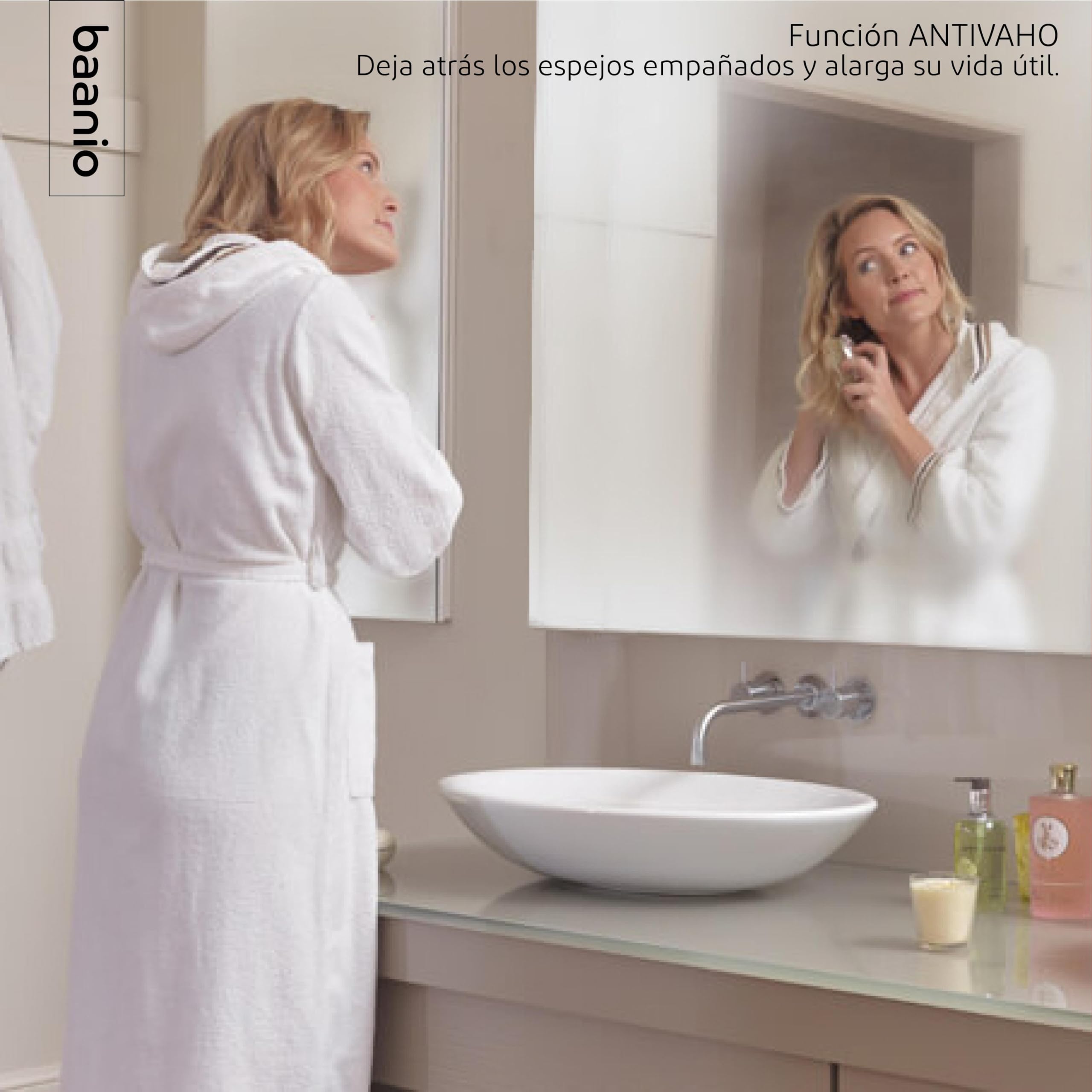 Espejo Baño Rectangular 80x140 cm Pure | Espejos de Baño con Antivaho | Vidrio Resistente 4 mm, Plata Ecológica sin Cobre, Fácil Instalación | Montaje Horizontal o Vertical | Diseño Moderno