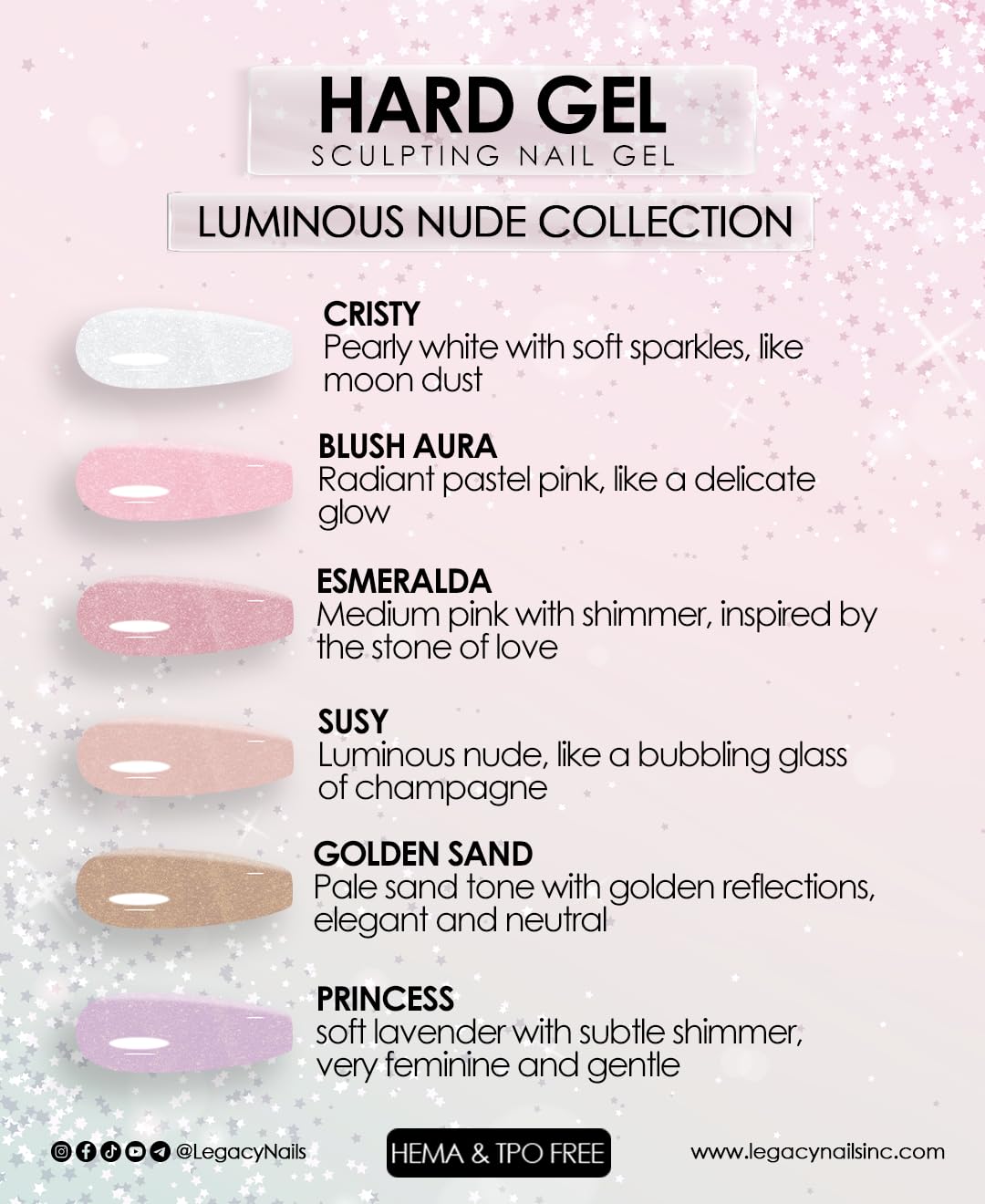 Legacy Nails Hard Builder Gel - Sculpt And Build Nail Extensions - Improve Damaged or Weak Nails - Lightweight, Strong and Long-wear - Professional Quality (Princess)