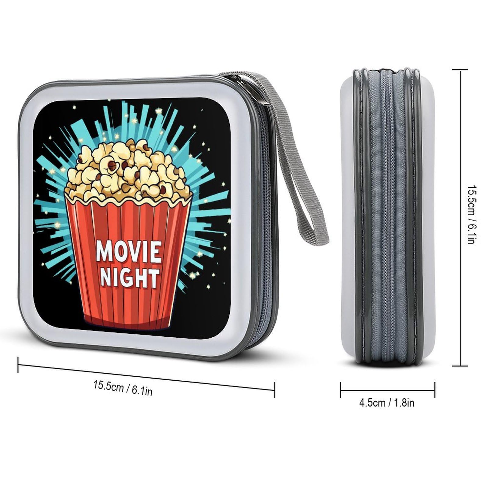 Cool Popcorn Cinema Snack CD Case Plastic DVD Case Holder Wallet Disc Storage Organizer for Car Travel