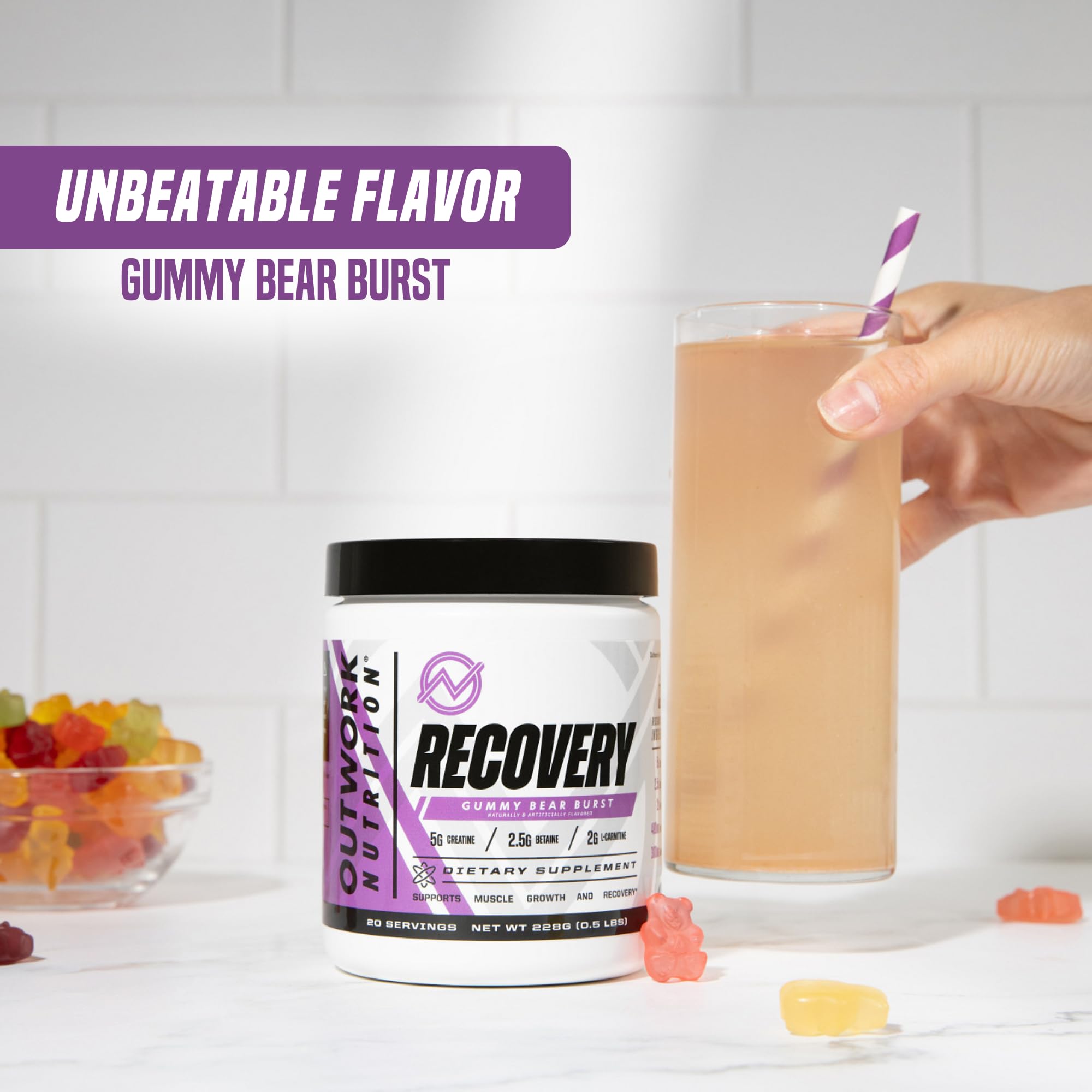 Outwork Nutrition Post Workout Recovery Powder (Gummy Bear Burst) — Amazon image 4