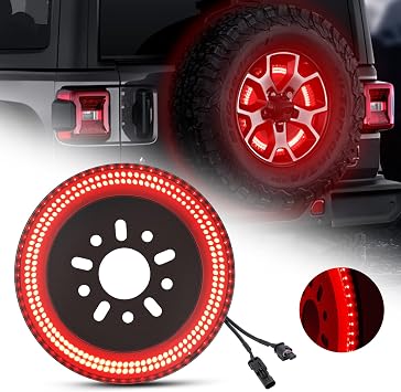 SUPAREE 3-Side Spare Tire Brake Light, 400PCs LED Wheel Light, Plug-N-Play 3rd Third Brake Light Fit for Jeep Wrangler 2018 2019 2020 2021 2022 2023 Wrangler JL JLU, Bright Red Light