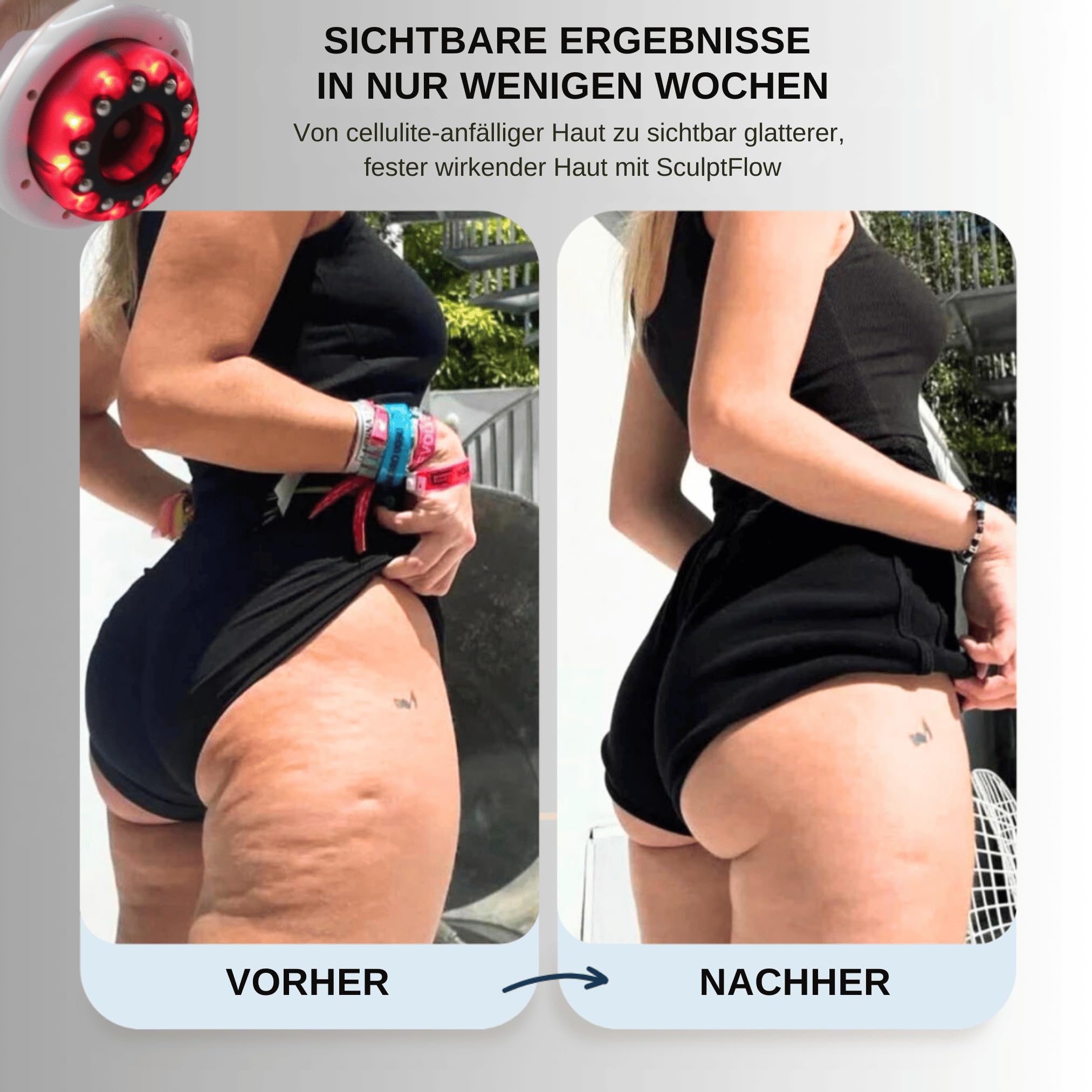 SculptFlow Pro | Tiefenmassage für leichtere Beine & glattere Haut – Körpermassagegerät mit Vakuum, 9 Vakuumstufen, 9 Wärmestufen, Gua Sha Schröpfmassage, Digital Display, kabellos USB