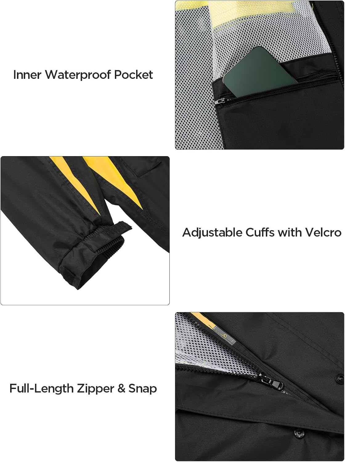 Mens Rain Suits with Air Vents Reflective Waterproof Rain Gear Breathable Jacket Pants for Work Golf Fishing Hiking - Image 7